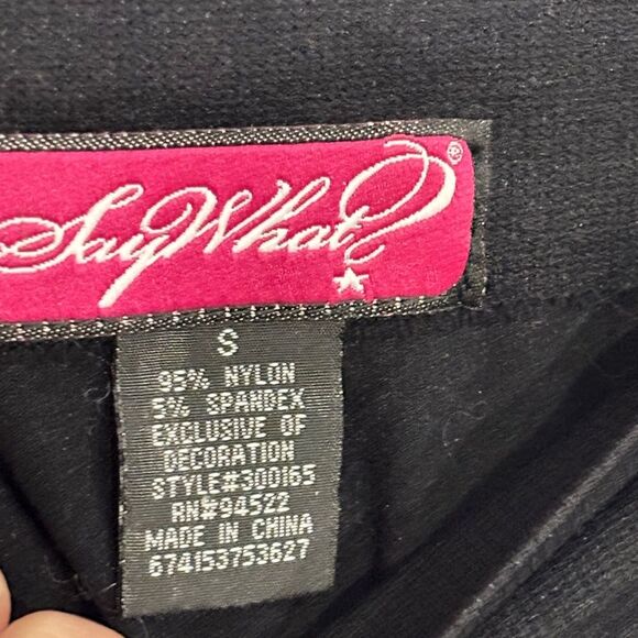 Say what? | Women’s Lace Side Accents Black Leggings Size - Picture 3 of 11